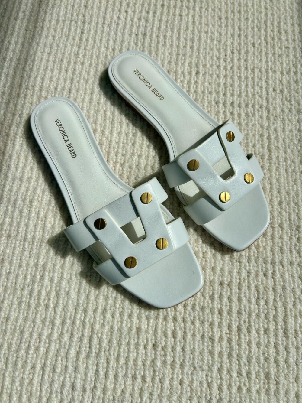 Veronica Beard Via Slide Sandal in Coconut